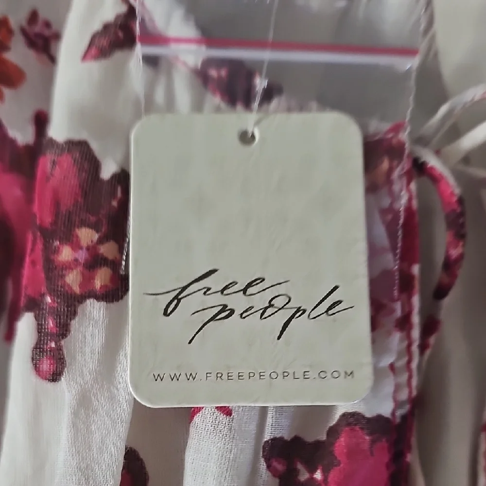 Free People Cream and Burgundy Floral Dress - Picture 2 of 8
